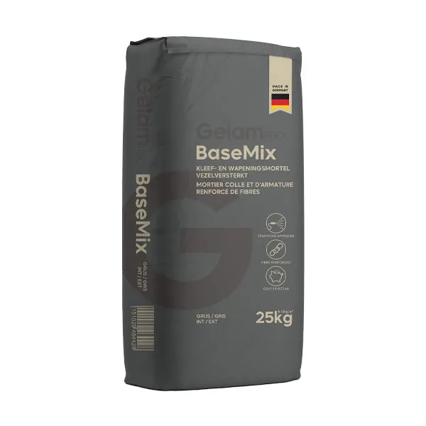 GelamPro BaseMix - Fiber-reinforced Adhesive and Base Coat Mortar for ETICS - Grey Cement - 25kg (42)