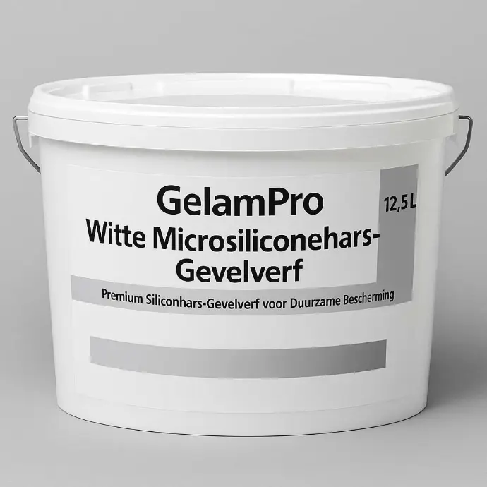 GelamPro Microsiliconehars Gevelverf | Waterafstotende & Elastische Premium Gevelverf voor Stenen Muren, Sierpleisters & Spuitkurk - 12,5L
