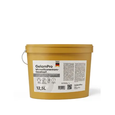 GelamPro White Microsilicone Resin Facade Paint 12.5L – Water-Repellent & Elastic Premium Facade Paint for Facades, Decorative Plaster & Spray Cork [32]